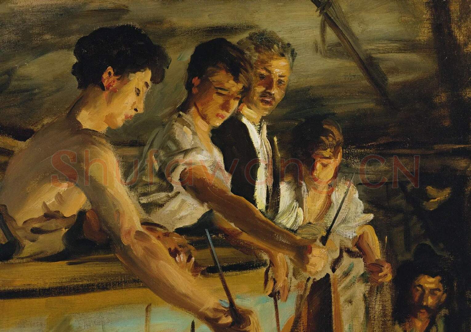 萨金特油画作品《木偶戏》_01