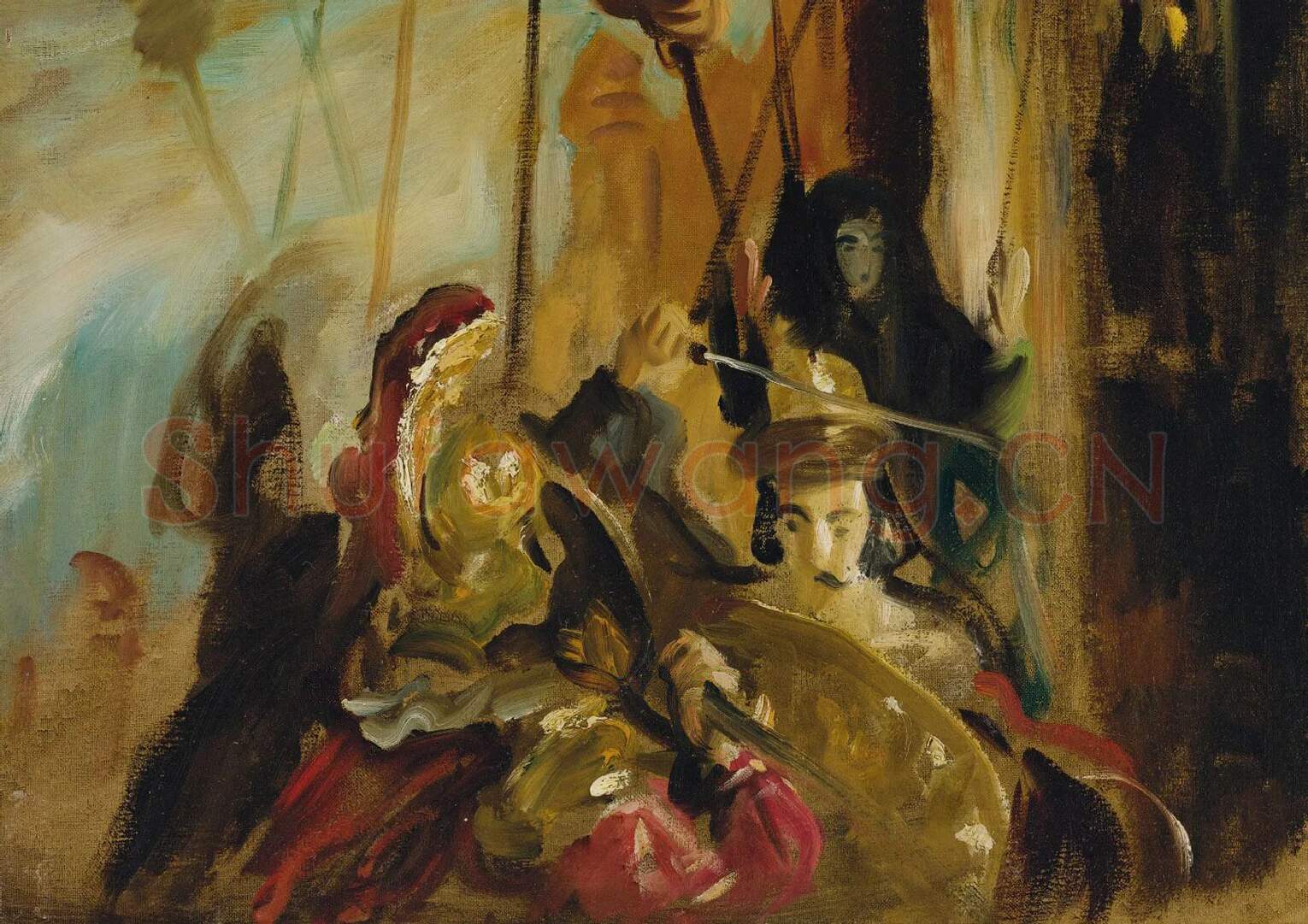 萨金特油画作品《木偶戏》_02