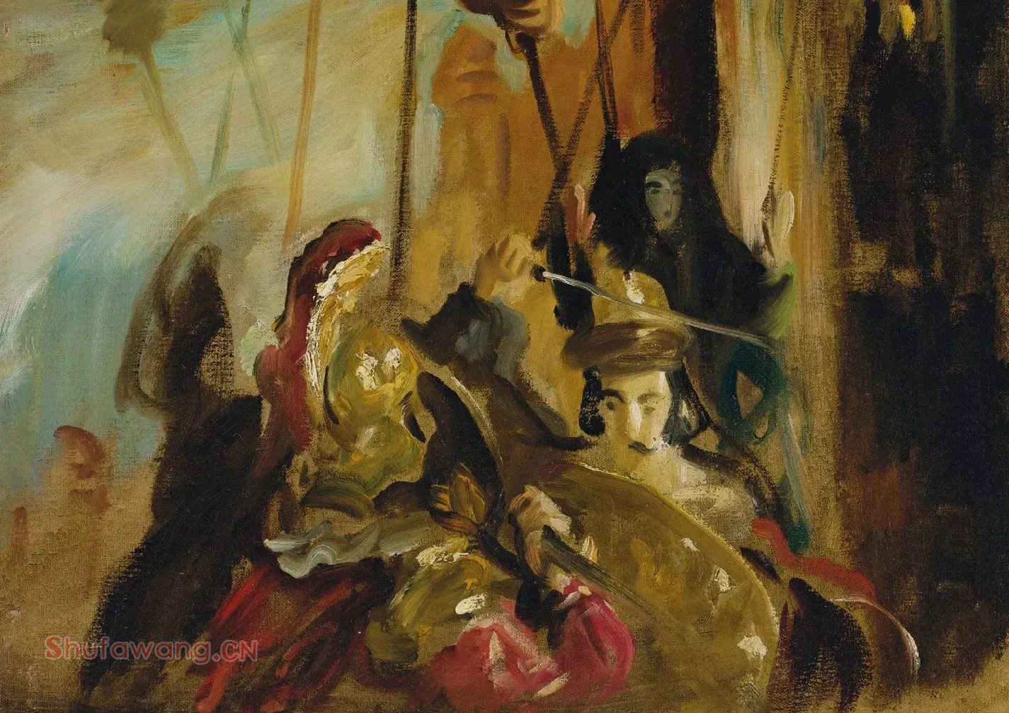 萨金特油画作品《木偶戏》_02