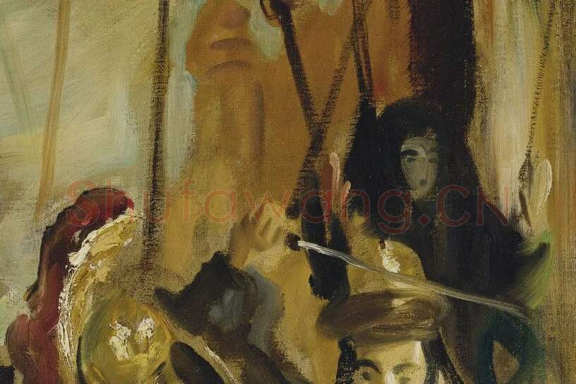 萨金特油画作品《木偶戏》局部 (3)