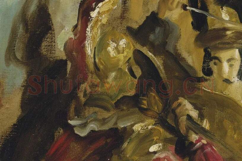 萨金特油画作品《木偶戏》局部 (4)