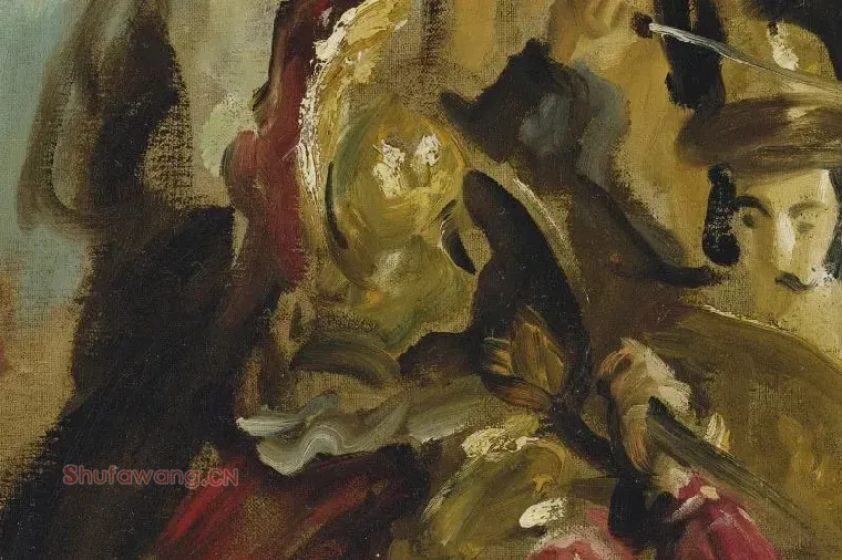 萨金特油画作品《木偶戏》局部 (4)