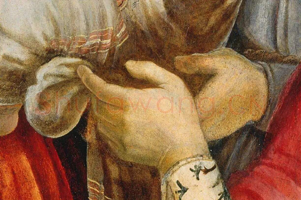 波提切利宗教画《圣母子和天使》局部 (6)