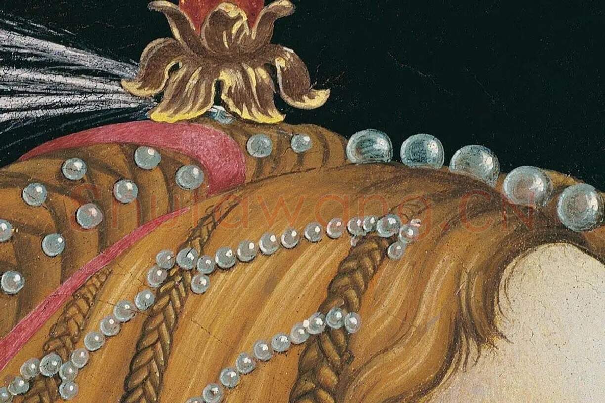 波提切利肖像画作品《西蒙内塔·韦斯普奇》局部 (3)