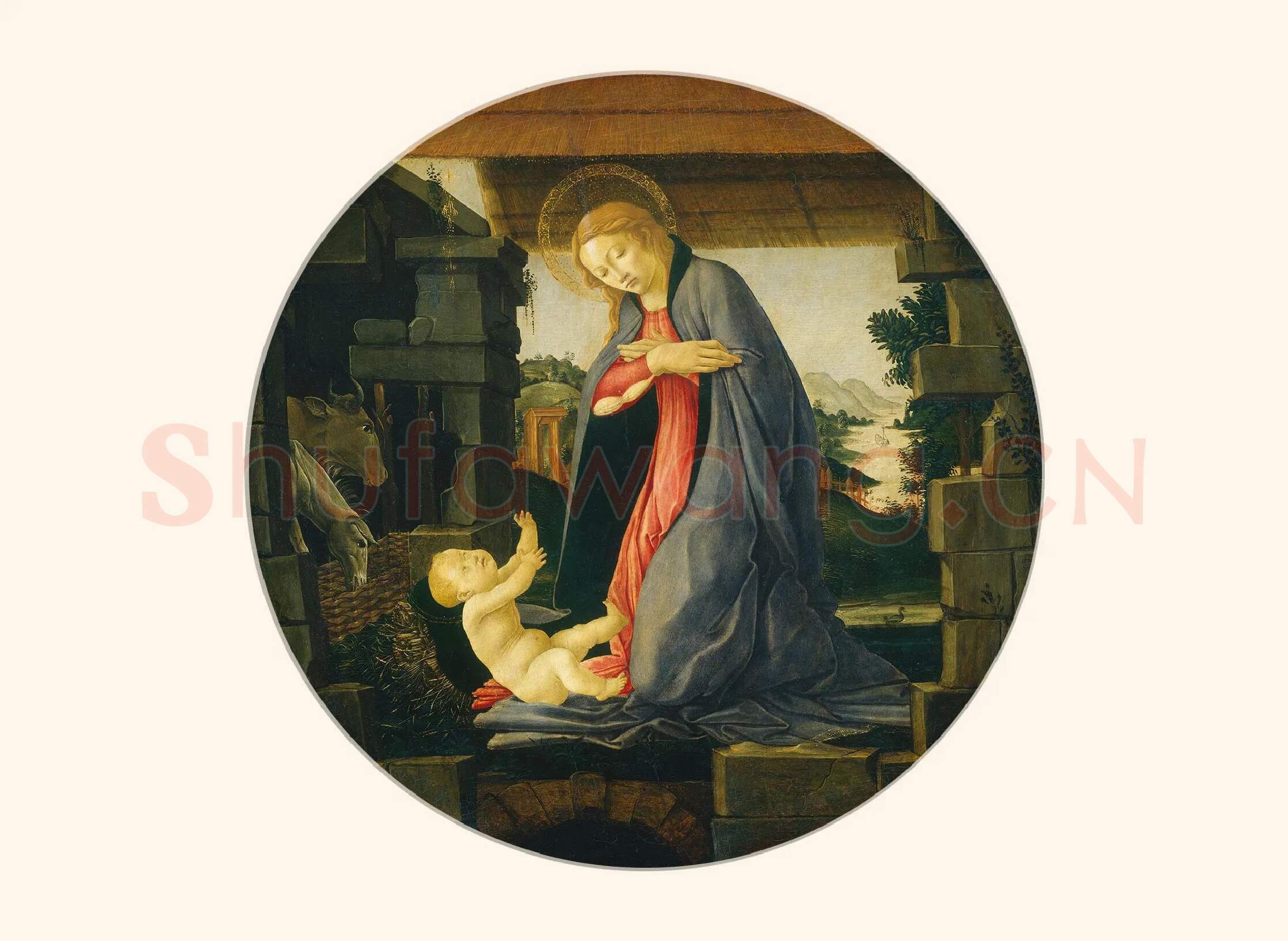 桑德罗·波提切利宗教画作品《圣母崇拜孩子》