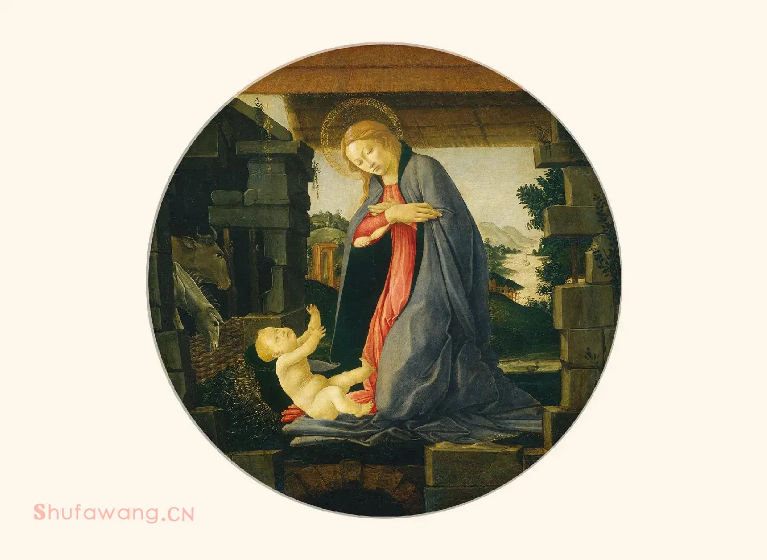 桑德罗·波提切利宗教画作品《圣母崇拜孩子》