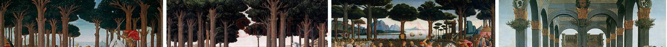 伽丘(Bocaccio)散文故事集《十日谈》波提切利《纳斯塔吉奥故事》系列组画