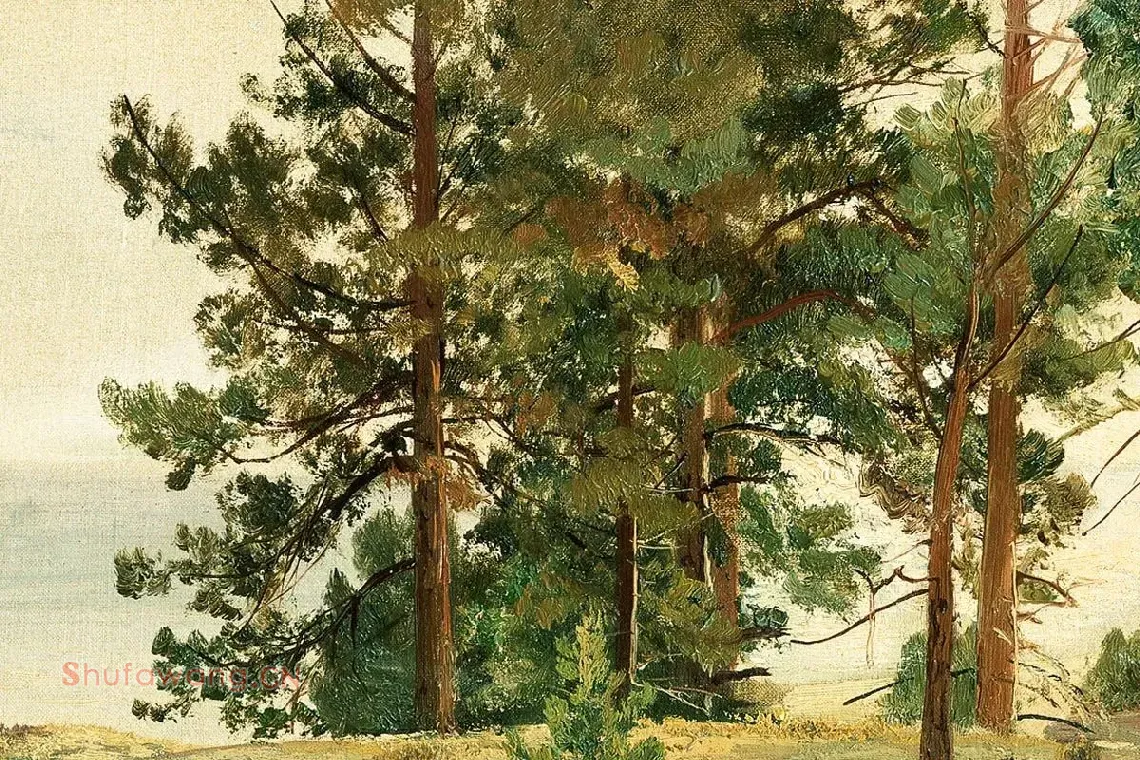 希施金油画树林风景局部 (2)