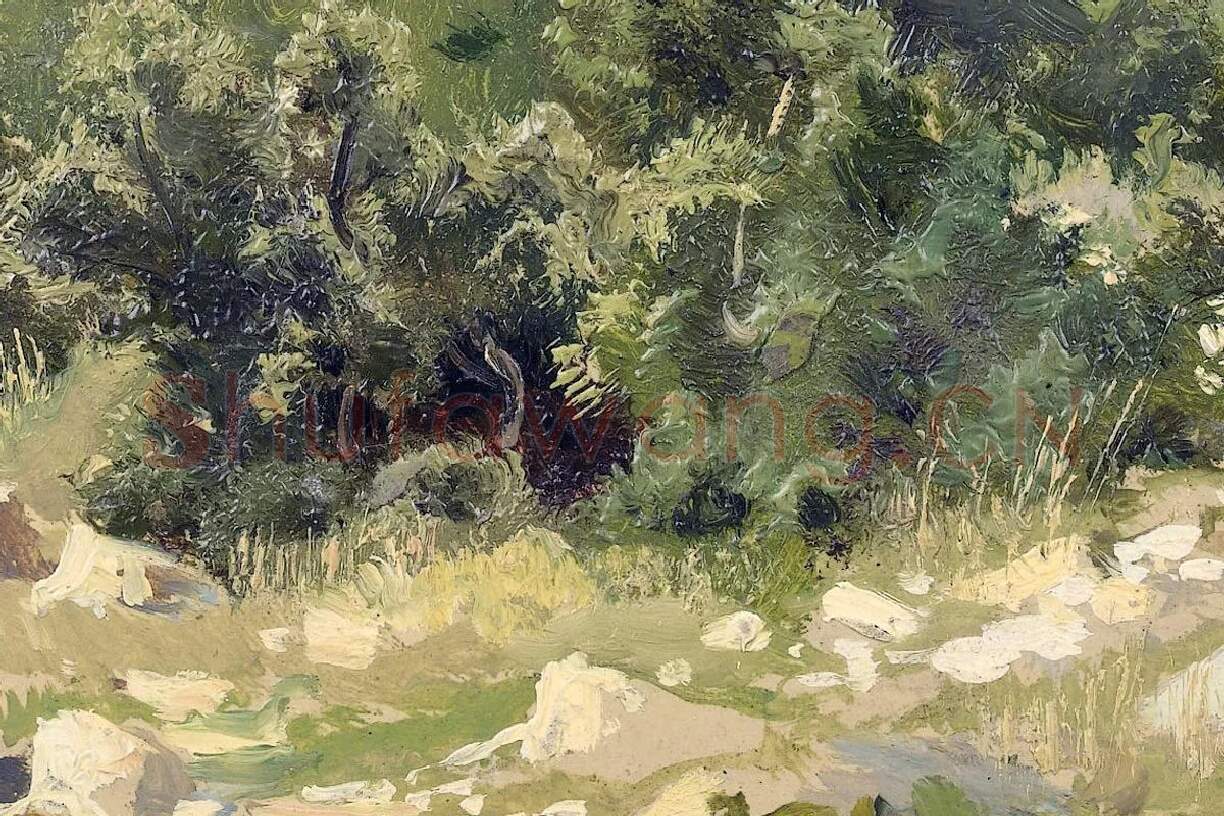 希施金松树林油画风景局部 (3)