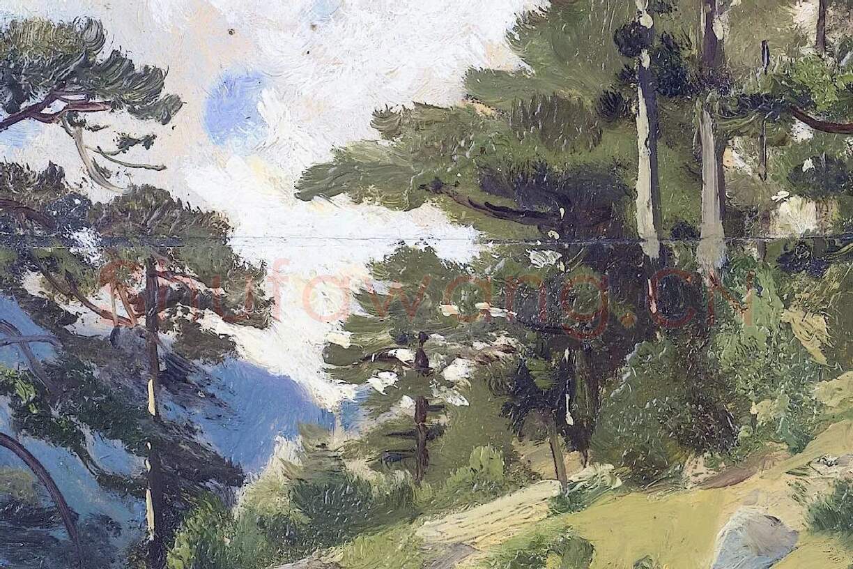 希施金松树林油画风景局部 (4)