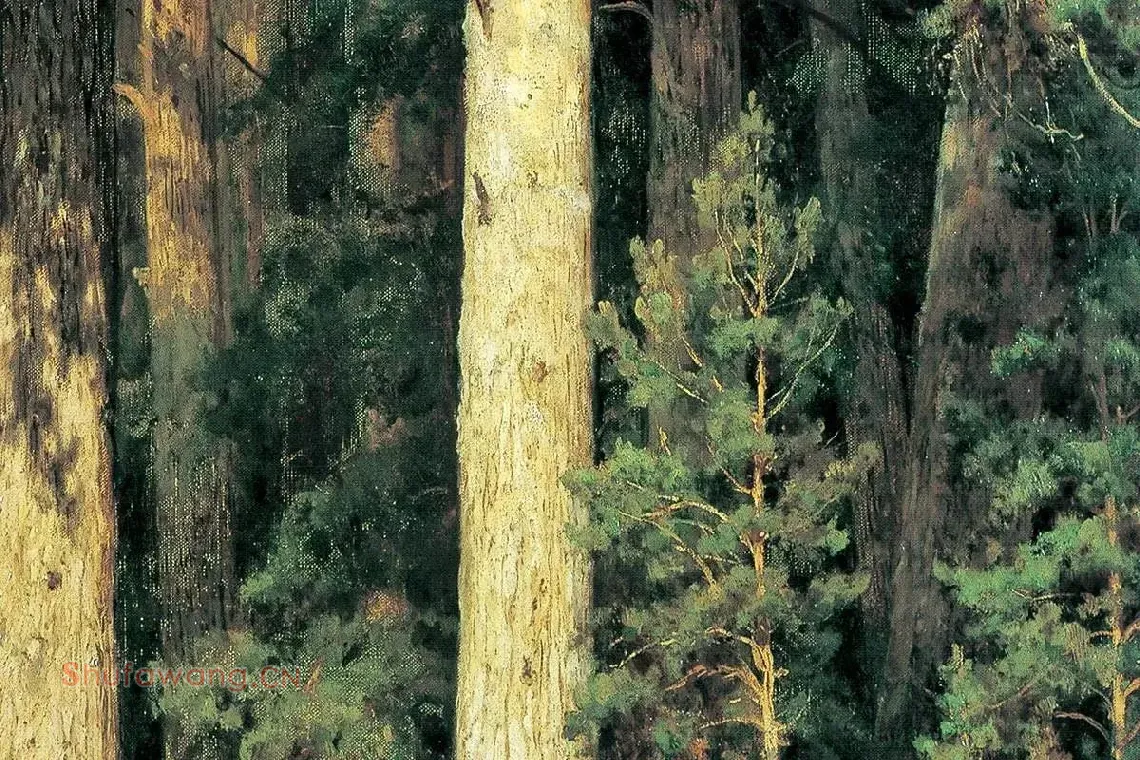 希施金油画森林松树风景局部 (3)