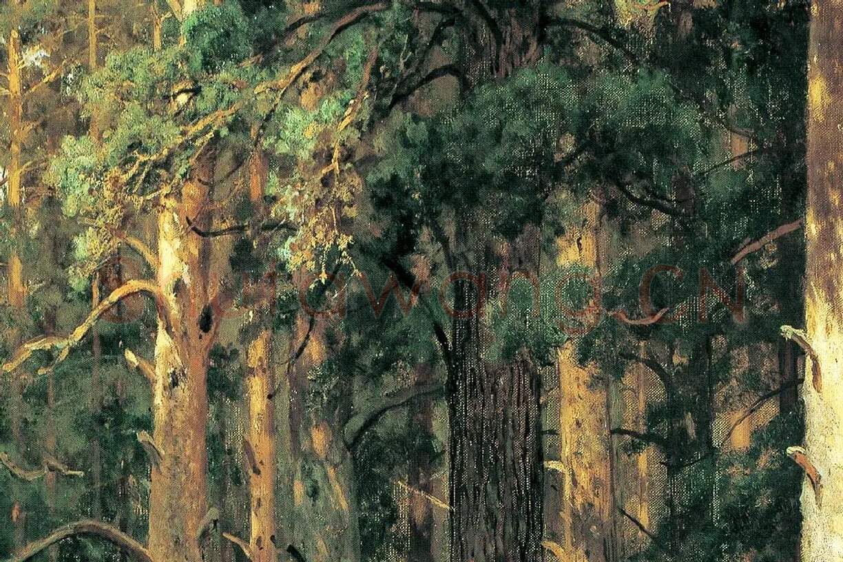 希施金油画森林松树风景局部 (5)