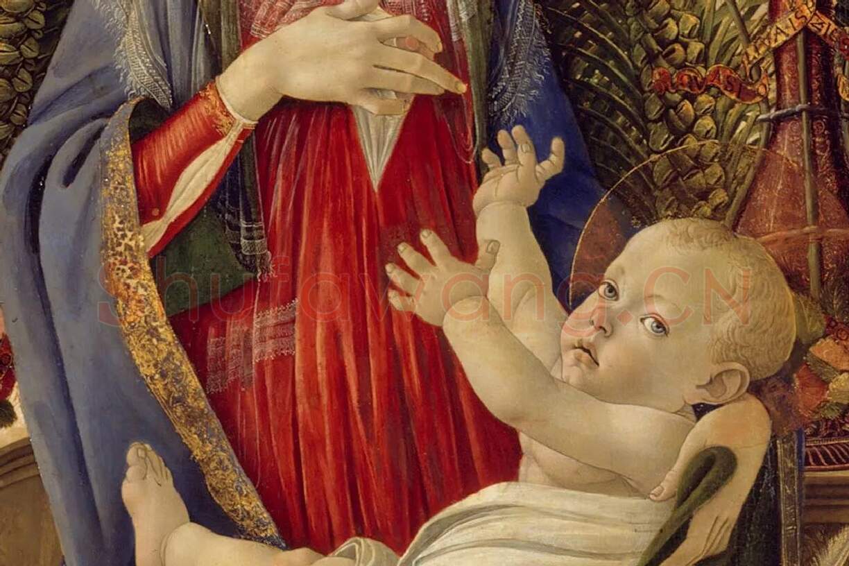 波提切利祭坛画《圣母子与圣徒》局部 (2)