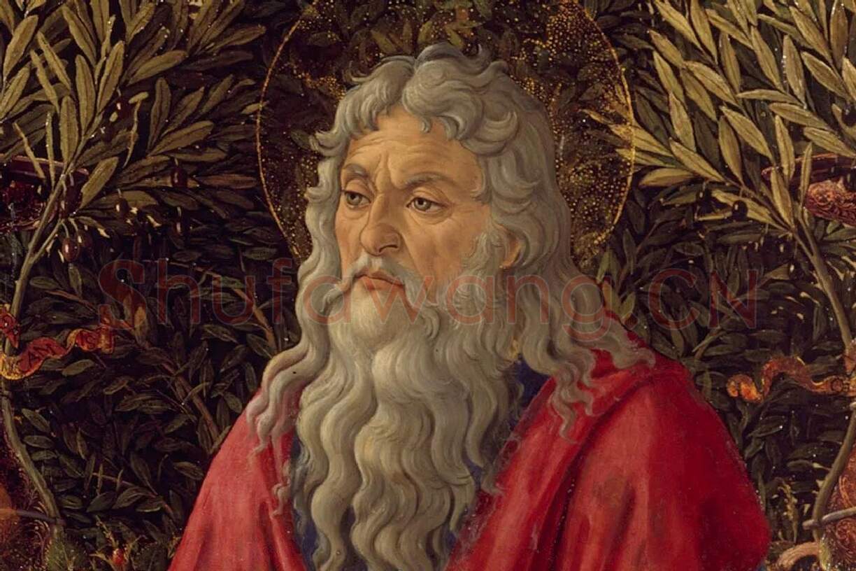 波提切利祭坛画《圣母子与圣徒》局部 (4)