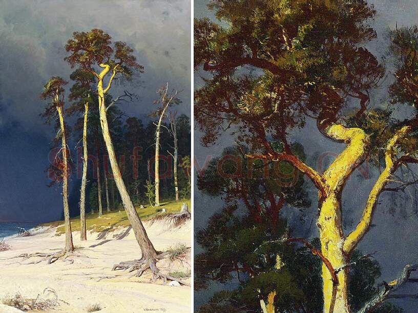 希施金油画松树风景