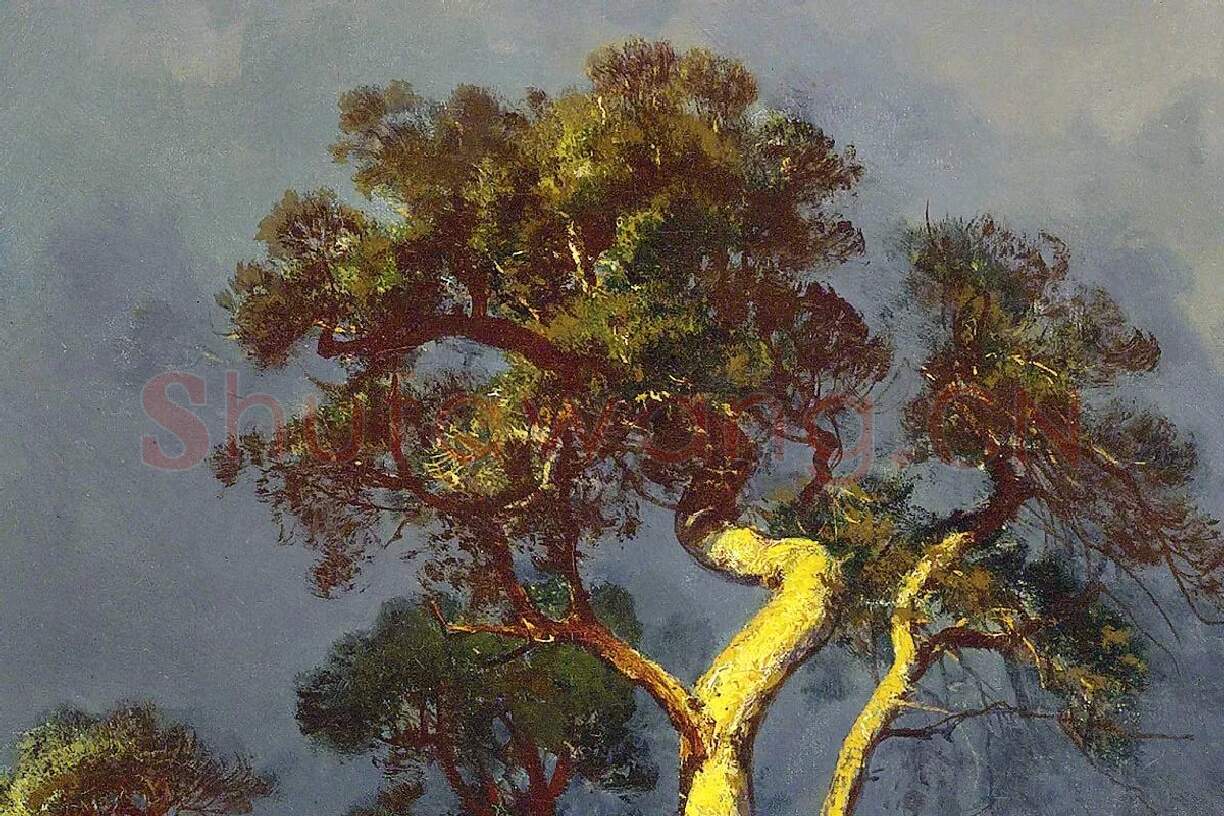 希施金油画松树风景局部 (1)
