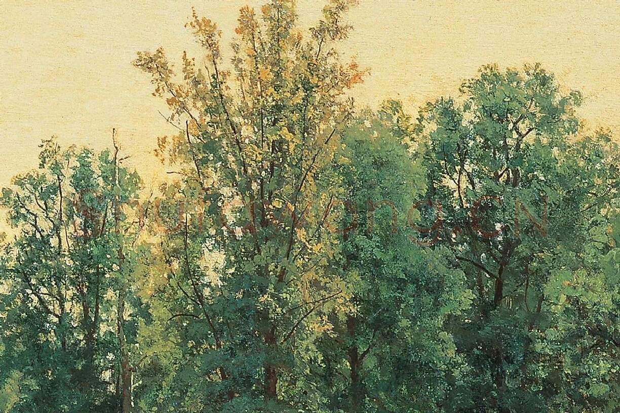 希施金树林与草地风风景画作品局部 (4)