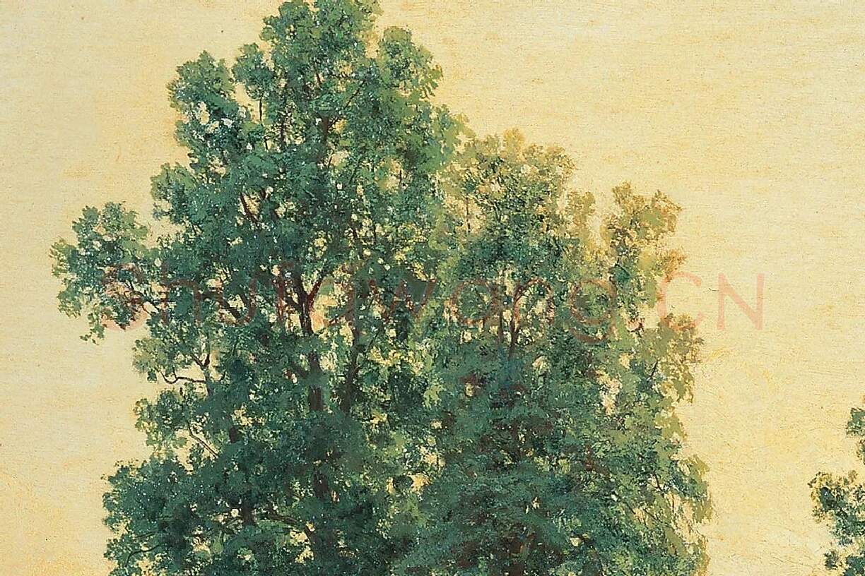 希施金树林与草地风风景画作品局部 (5)