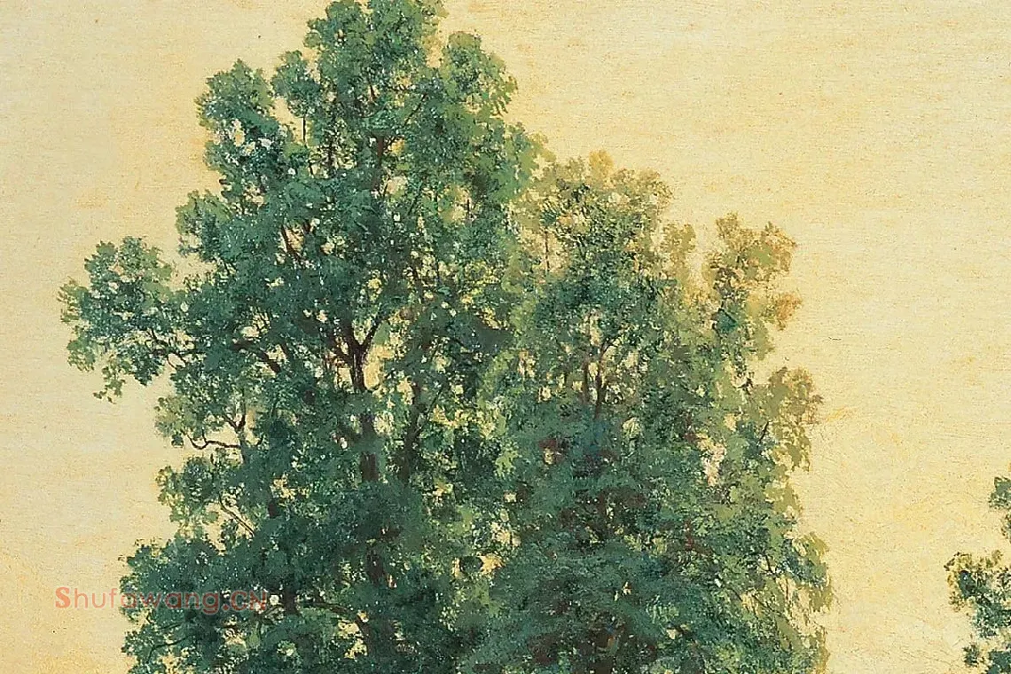 希施金树林与草地风风景画作品局部 (5)
