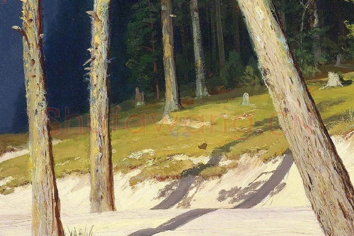 希施金油画松树风景局部 (4)