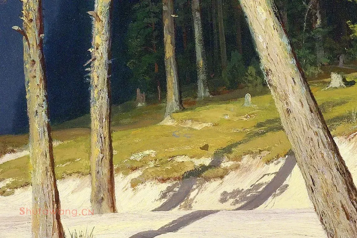希施金油画松树风景局部 (4)