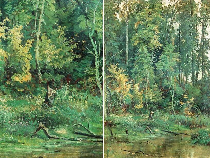 希施金风景画 池塘边的树林