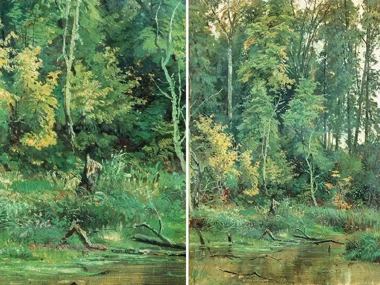 希施金风景画 池塘边的树林