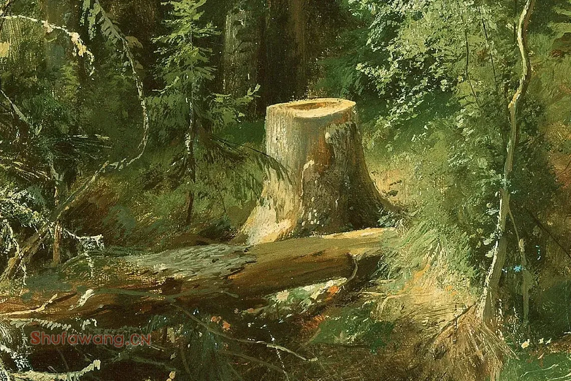 希施金森林风景画 树与树桩局部 (1)