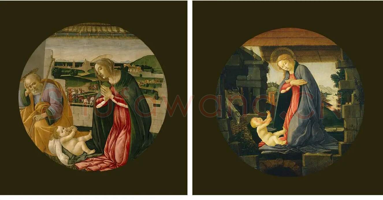 波提切利《圣母子系列》宗教题材圆形绘画_02