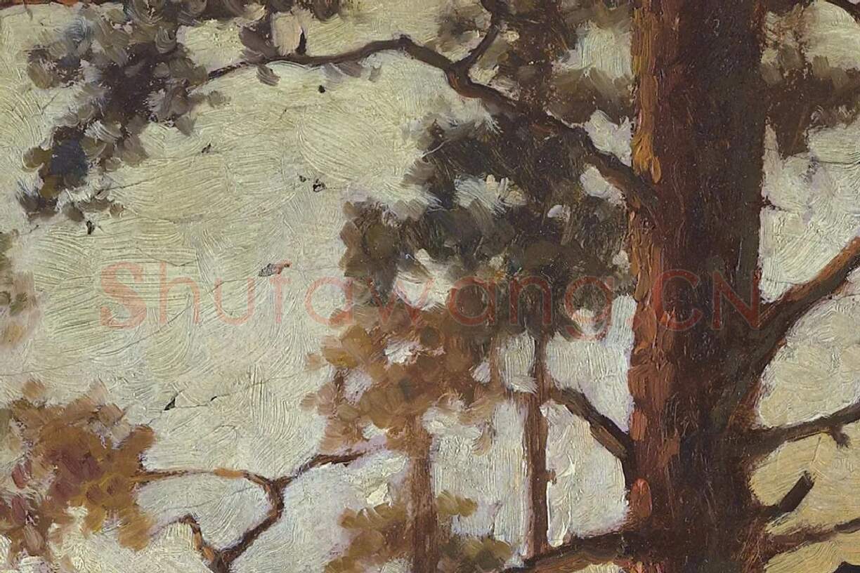 希施金油画风景 森林日落局部 (1)