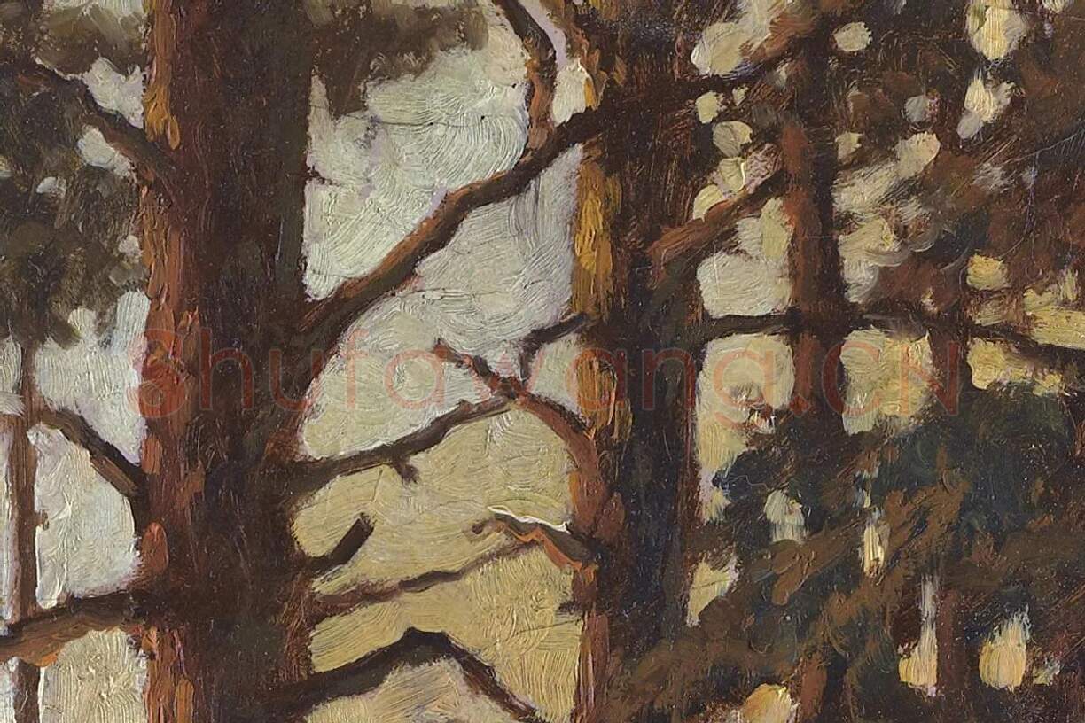 希施金油画风景 森林日落局部 (2)