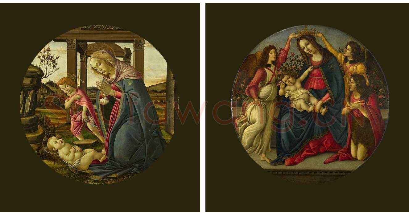 波提切利《圣母子系列》宗教题材圆形绘画_04