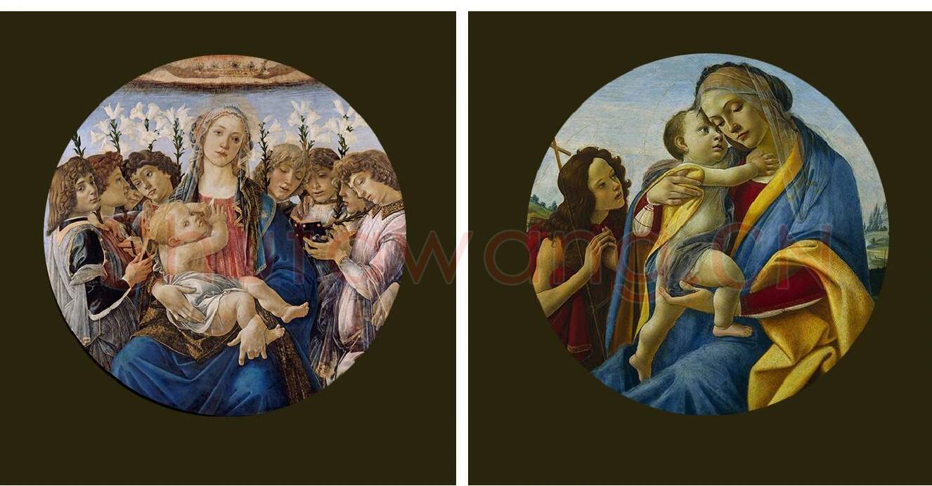 波提切利《圣母子系列》宗教题材圆形绘画_05