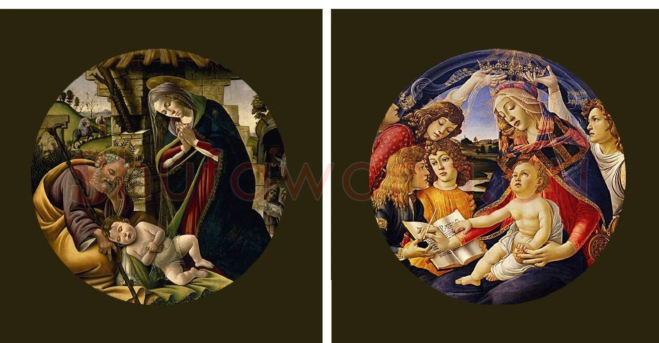 波提切利《圣母子系列》宗教题材圆形绘画_06