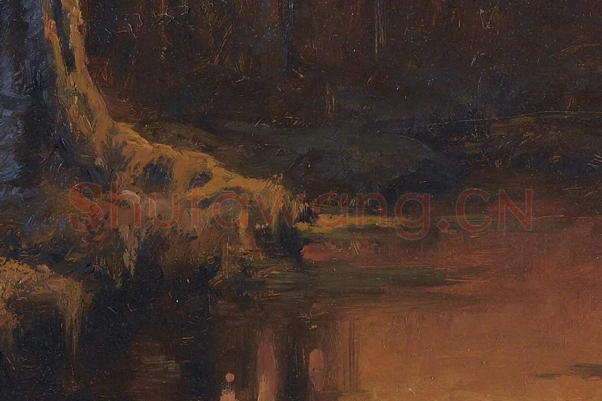 希施金油画风景 森林日落局部 (5)