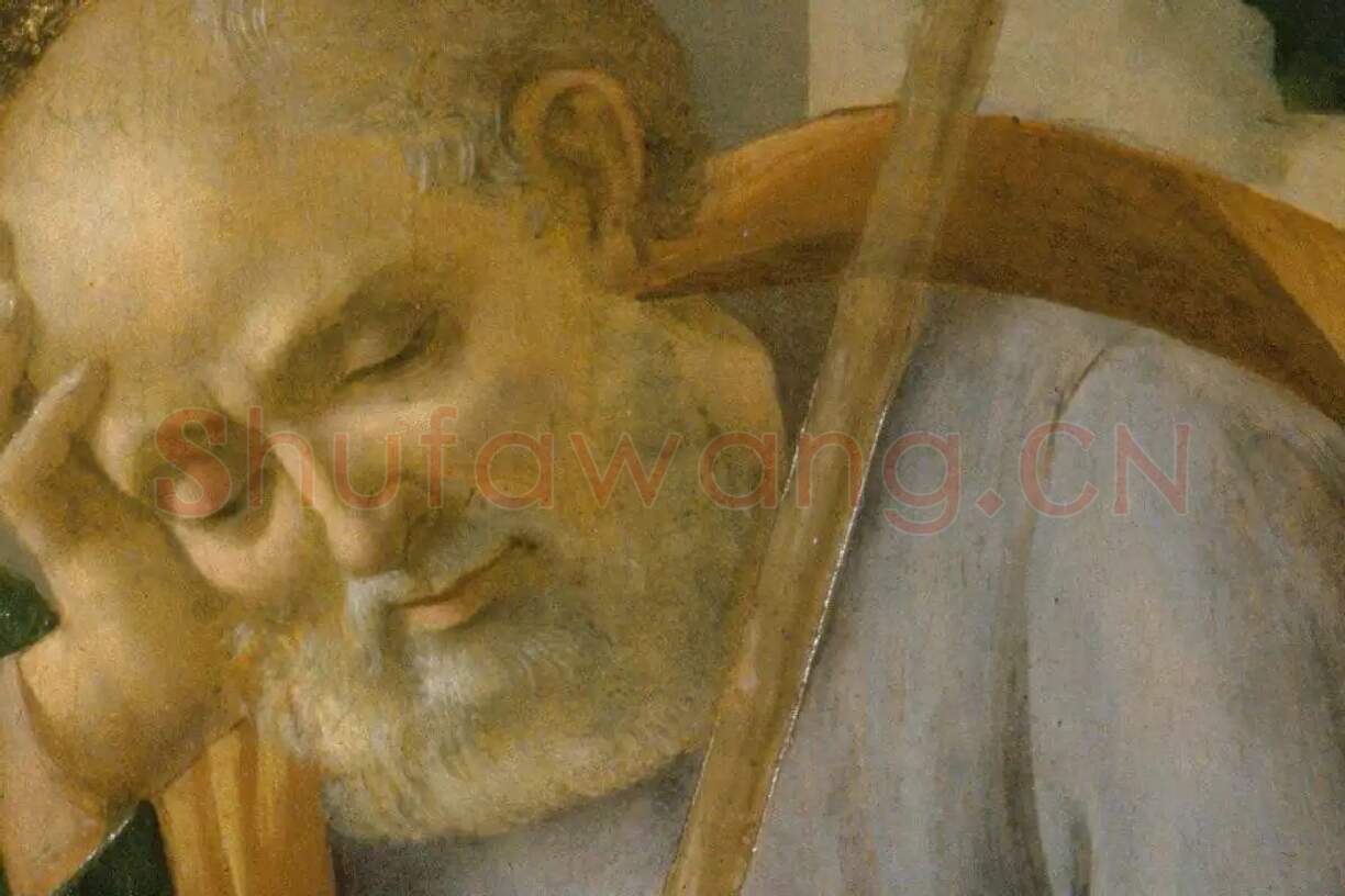 波提切利《圣母子系列》圆形绘画作品集局部细节 (6)