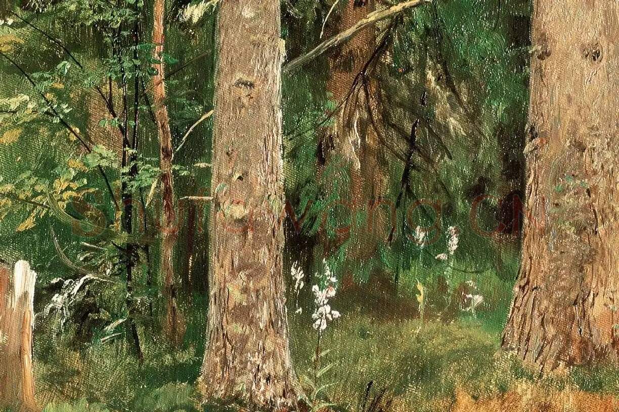 希施金油画树木树干局部 (3)