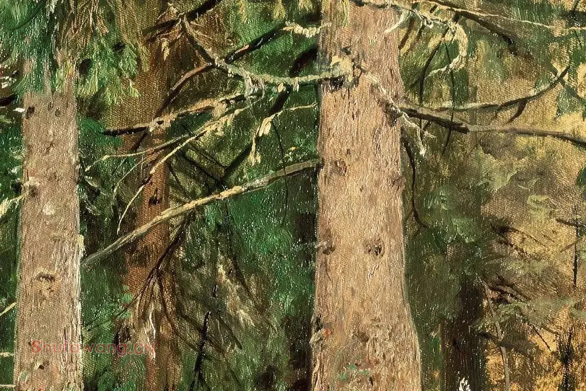 希施金油画树木树干局部 (4)