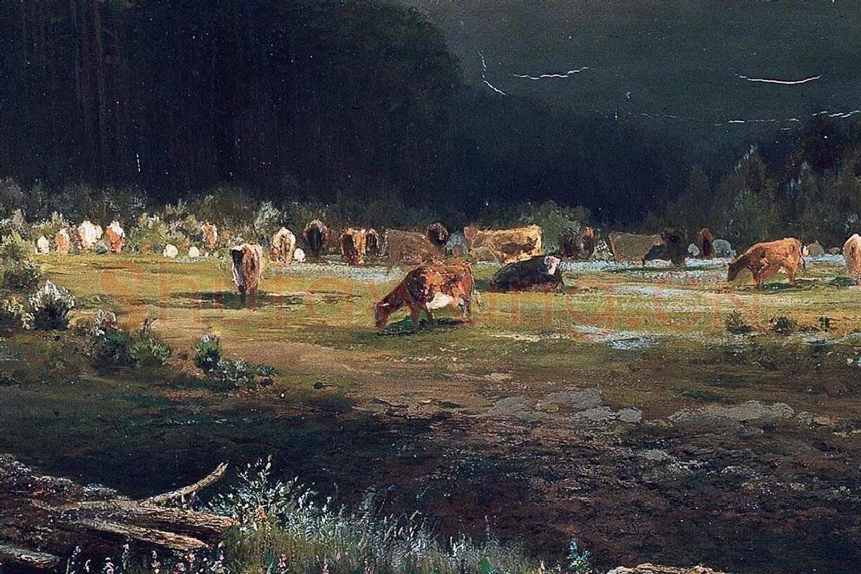 希施金油画牧场的森林风景局部 (1)