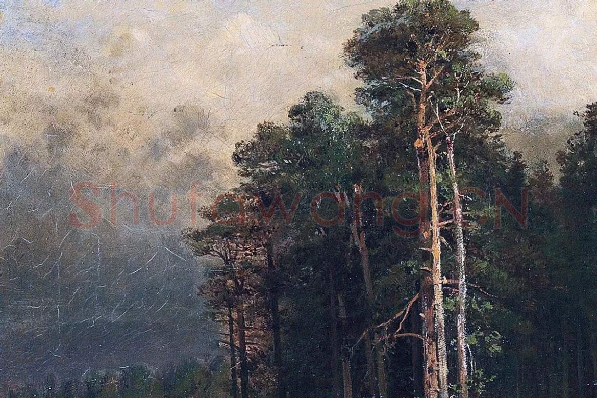 希施金油画牧场的森林风景局部 (3)