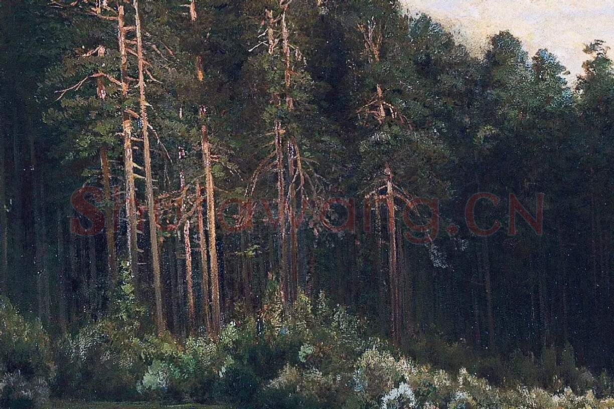 希施金油画牧场的森林风景局部 (4)