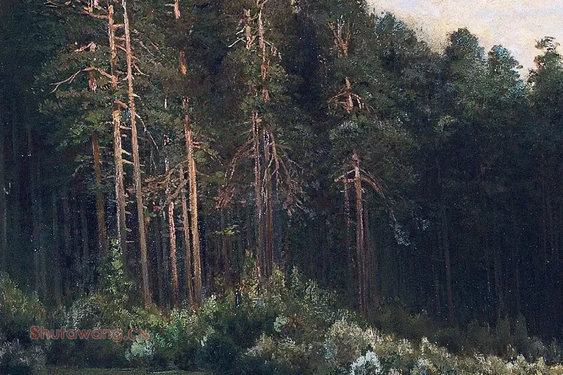 希施金油画牧场的森林风景局部 (4)