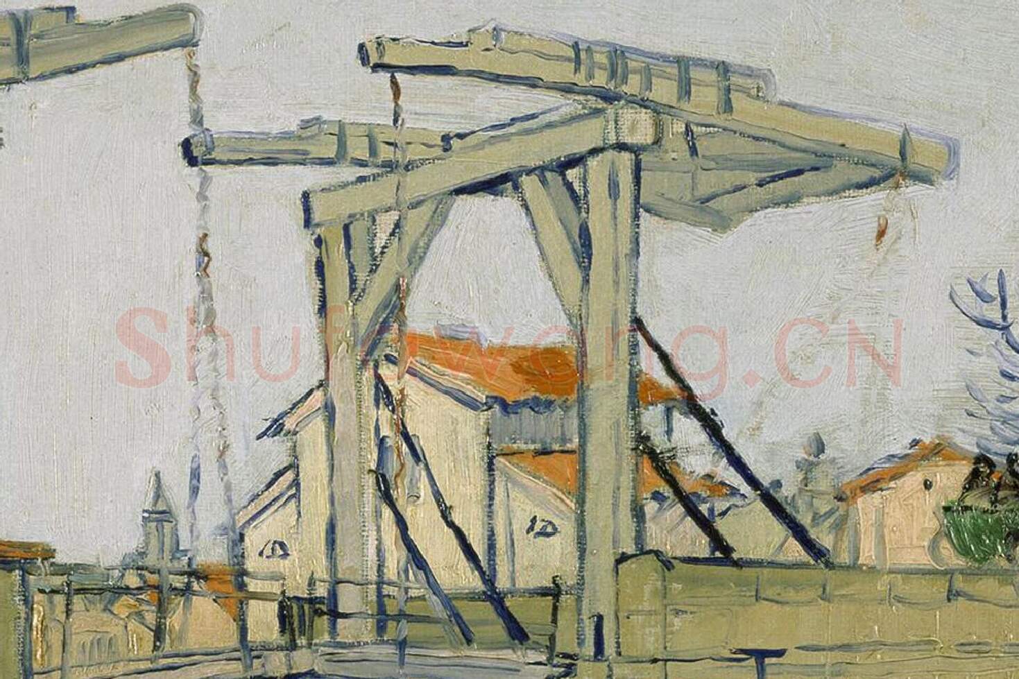 梵高油画风景《朗格卢瓦桥》局部 (1)