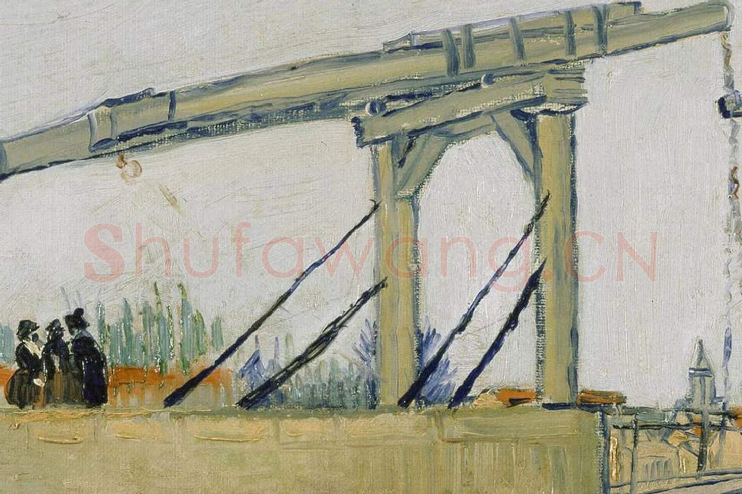 梵高油画风景《朗格卢瓦桥》局部 (2)