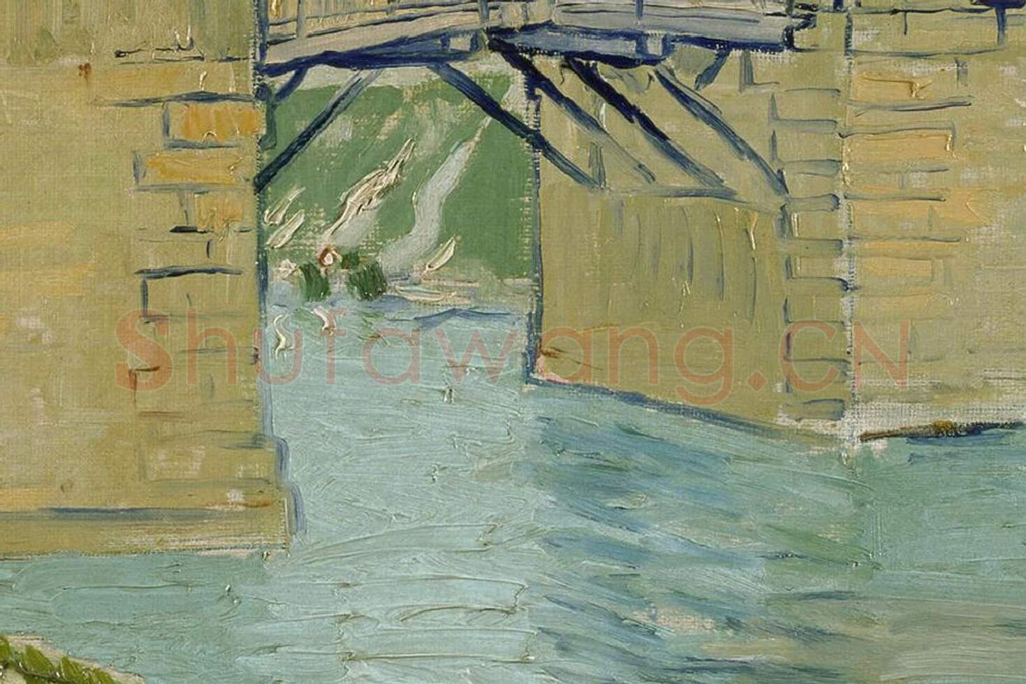 梵高油画风景《朗格卢瓦桥》局部 (3)