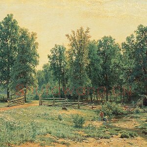 希施金树林与草地风风景画作品