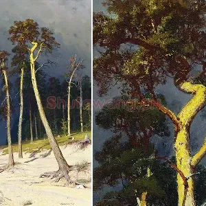 希施金油画松树风景