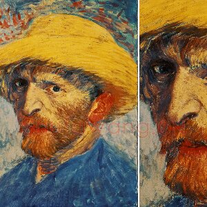 梵高1887年油画作品《戴草帽的自画像》