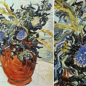 梵高花卉画作品《蓟花静物》