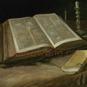 梵高静物油画《带圣经的静物》